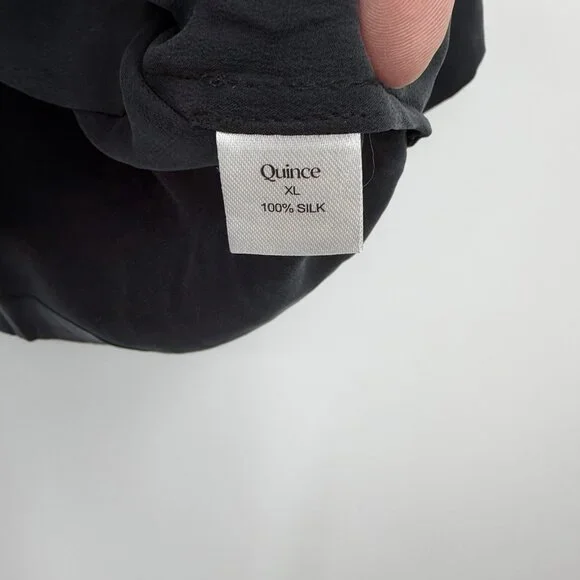 Quince Washable Silk Pajama Button Up Top Size XL Women’s in Black - Picture 4 of 6